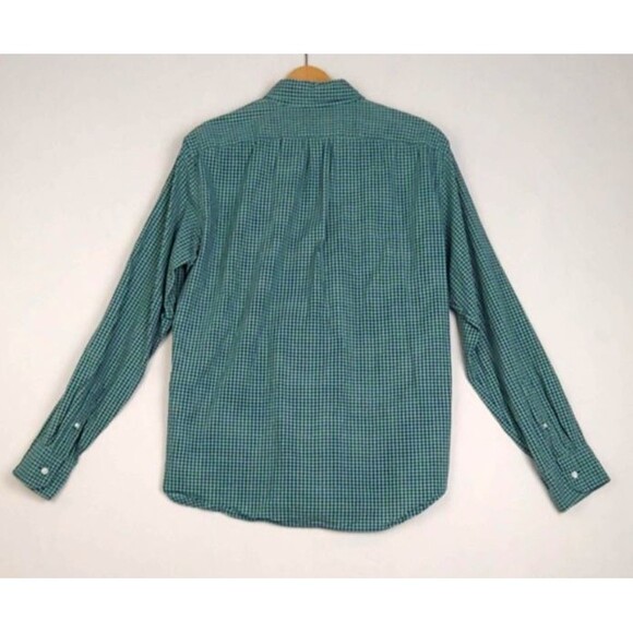 J.Crew Mens Slim Shirt Size L Green Blue Check Stretch Organic Cotton - Picture 3 of 9